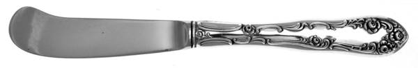 Old English (Sterling, 1892, No Monos) Butter Spreader Hollow Hdl-Paddle/Stainless Blade