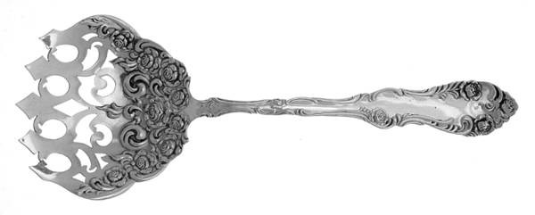 Old English (Sterling, 1892, No Monos) Small Pierced Solid Croquette Server