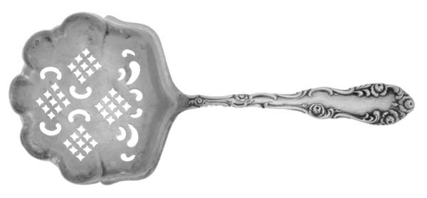 Old English (Sterling, 1892, No Monos) Pierced Almond Spoon