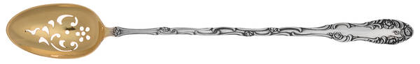Old English (Sterling, 1892, No Monos) Pierced Bowl Long Handle Olive Spoon by Towle Silver