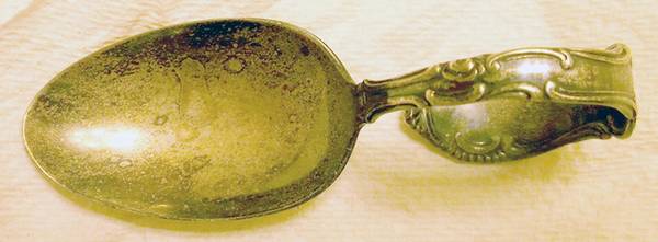 Old English (Sterling, 1892, No Monos) Curved Handle Baby Spoon