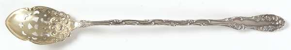 Old English (Sterling, 1892, No Monos) Pierced Bowl Long Handle Olive Spoon