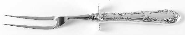 Old English (Sterling, 1892, No Monos) Small Steak Carving Fork with Stainless Prongs