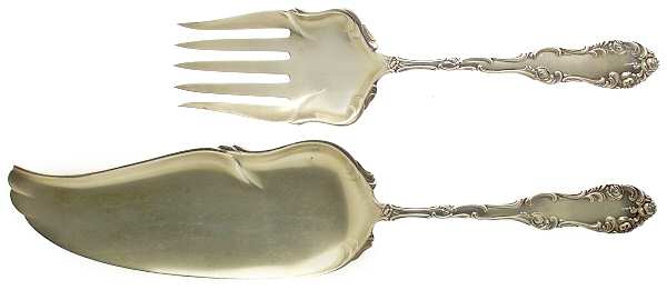 Old English (Sterling, 1892, No Monos) Solid 2-Piece Small Fish Serving Set
