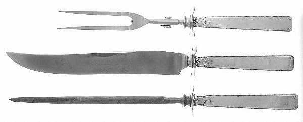 Old Lace (Sterling, 1939, No Monograms) (3 Pc)Carving Set-Lg Stnbl/Roast w/Sterling Guard