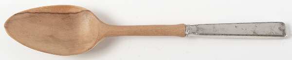 Old Lace (Sterling, 1939, No Monograms) Salad Serving Spoon with Wooden Bowl
