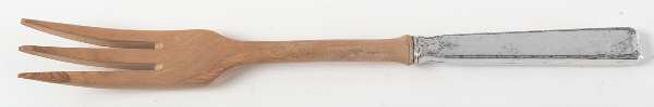 Old Lace (Sterling, 1939, No Monograms) Salad Serving Fork with Wooden Prongs