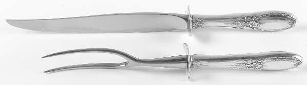 Old Mirror (Sterling, 1940) (2 Pc)Carving Set-Lg Stnbl/Roast w/Sterling Guard