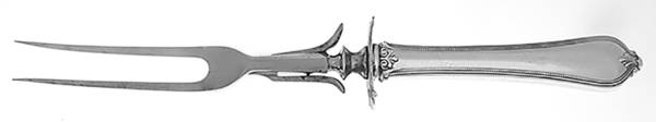 Old Newbury-Newbury (Sterling, 1900) Lg Carving/Roast Fork-Stn Prong w/Sterling Guard