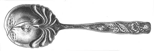 Orchids (Sterling, 1887) Large Bright Cut Jelly Spoon