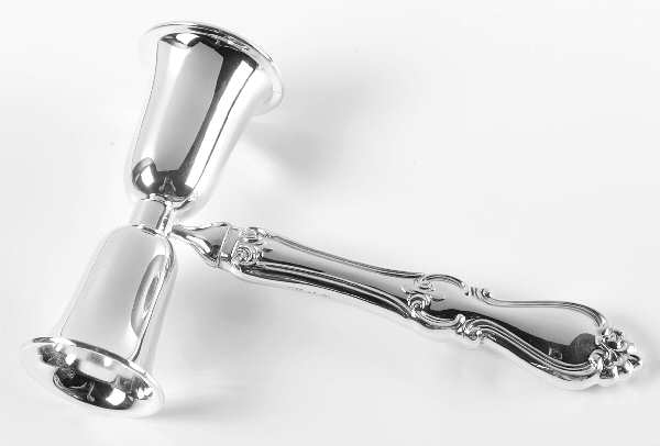 Queen Elizabeth I (Sterling, 1970, No Monograms) Double Jigger with Handle, Silverplate Bowls