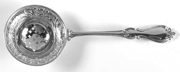 Queen Elizabeth I (Sterling, 1970, No Monograms) Individual Overcup Tea Strainer with Silverplate Bowl