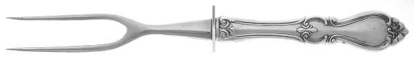 Queen Elizabeth I (Sterling, 1970, No Monograms) Small Carving Fork W/Sterling Guard