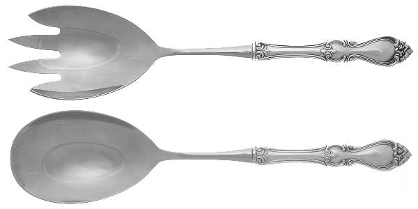 Queen Elizabeth I (Sterling, 1970, No Monograms) 2 Pc Salad Set with Stainless Bowl