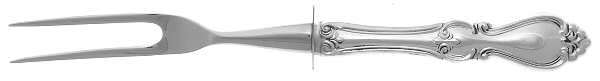 Queen Elizabeth I (Sterling, 1970, No Monograms) Small Steak Carving Fork with Stainless Prongs