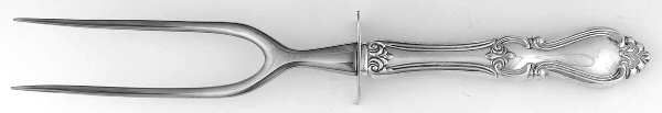 Queen Elizabeth I (Sterling, 1970, No Monograms) Lg Carving/Roast Fork-Stn Prong w/Sterling Guard