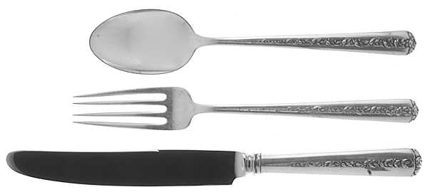 Rambler Rose (Sterling, 1937) 3-Piece Youth Set (Knife, Fork & 5 O'Clock Spoon)