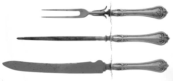 Richmond (Sterling, 1901, No Monograms) (3 Pc)Carving Set-Lg Stnbl/Roast w/Sterling Guard