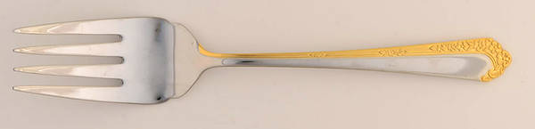 Royal Rose-Gold Accent Medium Solid Cold Meat Serving Fork