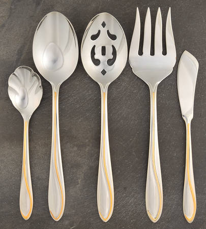 Ron De Vu-Gold Accent (Stainless) 5 Piece Hostess Set