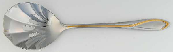 Ron De Vu-Gold Accent (Stainless) Solid Pierced Shell Casserole Spoon