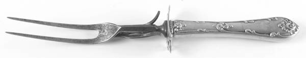 Rustic (Sterling, 1895) Lg Carving/Roast Fork-Stn Prong w/Sterling Guard