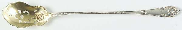 Rustic (Sterling, 1895) Pierced Bowl Long Handle Olive Spoon