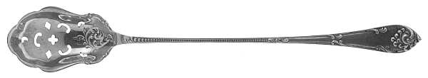 Rustic (Sterling, 1895) Pierced Bowl Long Handle Olive Spoon