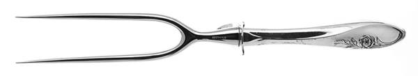 Sculptured Rose (Sterling, 1961) Large Stainless-Prong Roast Carving Fork