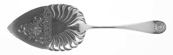 Shell I (Silverplate, 1888) Large Solid Bright Cut Pie Knife