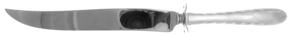 Silver Flutes (Sterling, 1941, No Monograms) Lg Carving Roast Knife-Stnl Blade w/Sterling Guard