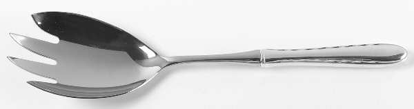 Silver Flutes (Sterling, 1941, No Monograms) Salad Serving Fork with Stainless Prongs