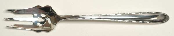 Silver Flutes (Sterling, 1941, No Monograms) Pickle Fork Pierced with Short Handle HC