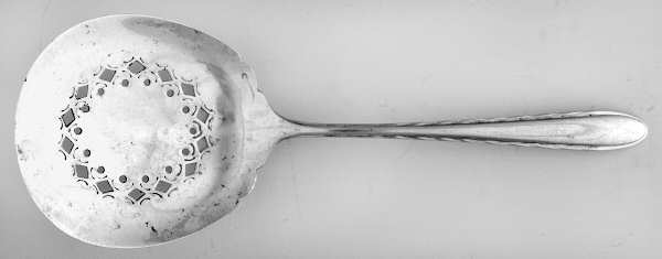 Silver Flutes (Sterling, 1941, No Monograms) Solid Bon Bon Spoon with Pierced Bowl