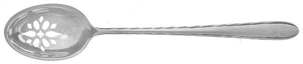 Silver Flutes (Sterling, 1941, No Monograms) Pierced Bowl Short Handle Olive Spoon
