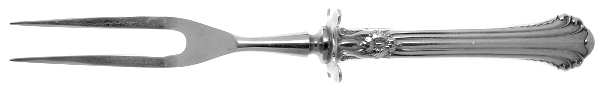 Silver Plumes (Sterling, 1939, No Monograms) Small Steak Carving Fork with Stainless Prongs