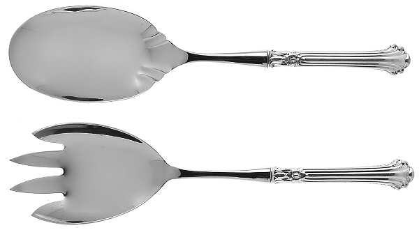 Silver Plumes (Sterling, 1939, No Monograms) 2 Pc Salad Set with Stainless Bowl