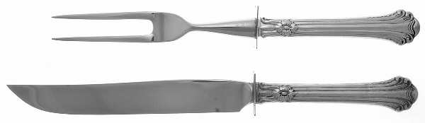 Silver Plumes (Sterling, 1939, No Monograms) Small Stainless Blade 2-Piece Steak Carving Set