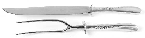Silver Spray (Sterling, 1956) Large 2-Piece Roast Carving Set w/Stainless Blade