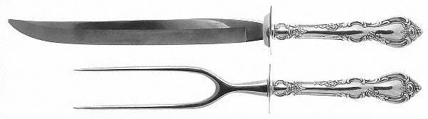 Spanish Provincial (Sterling, 1967) Large 2-Piece Roast Carving Set w/ Stainless Blade by Towle Silver
