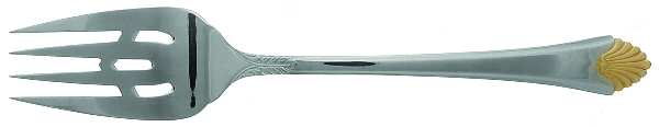 Stratton Gold (Stainless, Gold Accent) Large Solid Cold Meat Serving Fork by Towle Silver