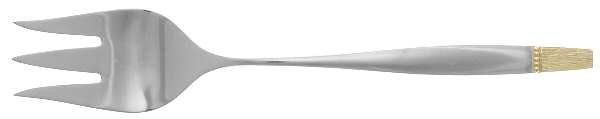 Touch of Gold (Stainless, Gold Accent) Large Solid Cold Meat Serving Fork