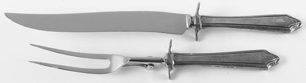 Virginia Carvel (Sterling, 1919, No Monograms) Large 2-Piece Roast Carving Set w/ Stainless Blade