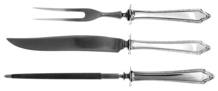 Virginia Carvel (Sterling, 1919, No Monograms) Small Steak 3-Piece Carving Set w/Stainless Blade