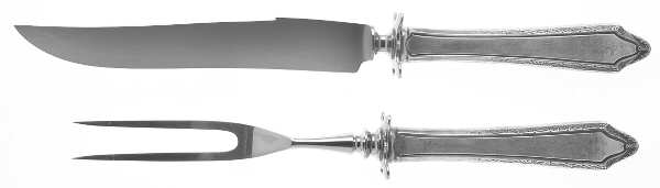 Virginia Carvel (Sterling, 1919, No Monograms) Small Stainless Blade 2-Piece Steak Carving Set