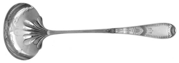 Victor (Silverplate, 1882) Soup Ladle, Bright Cut Solid Piece