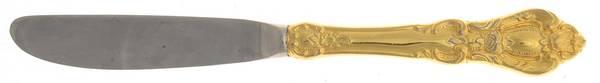 Golden Champlain (Gold Electroplate) Dessert Knife with Stainless Blade