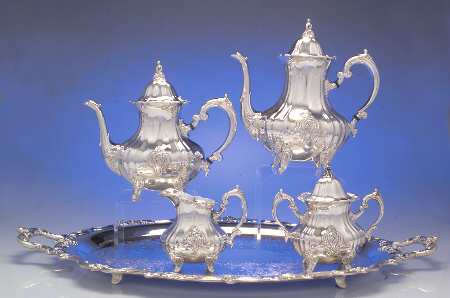 El Grandee (Silverplate Hollowware) 5-Piece Silverplate Tea Set (with Tray)