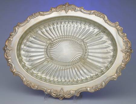 El Grandee (Silverplate Hollowware) 5 Part Relish with Glass Divided Liner