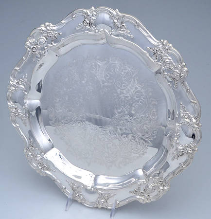 Old Master-Embossed(Silverplate, Roses-Scrolls) Relish/Hors d'Oeuvre Serving Tray